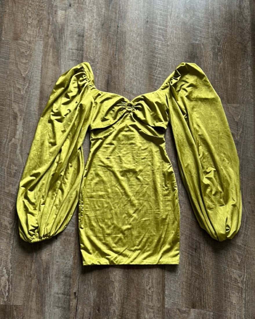 Balloon Sleeve Cut Out Mini Dress - Image 2