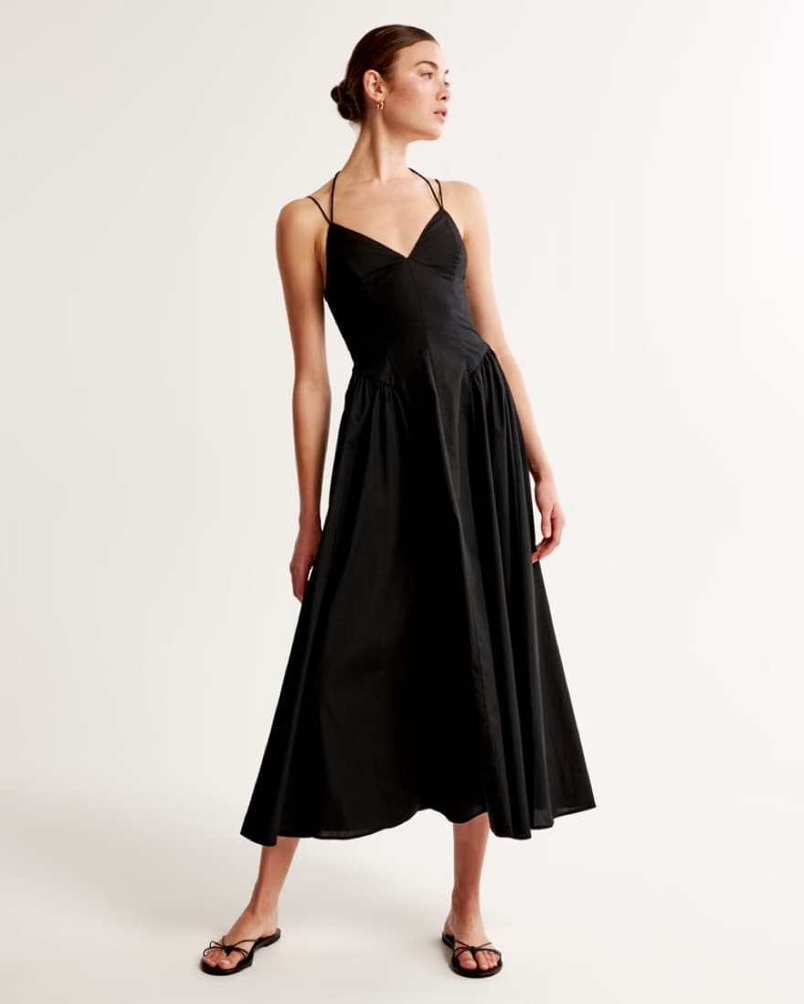 Abercrombie Black Drop Waist Midi Dress - Image 2