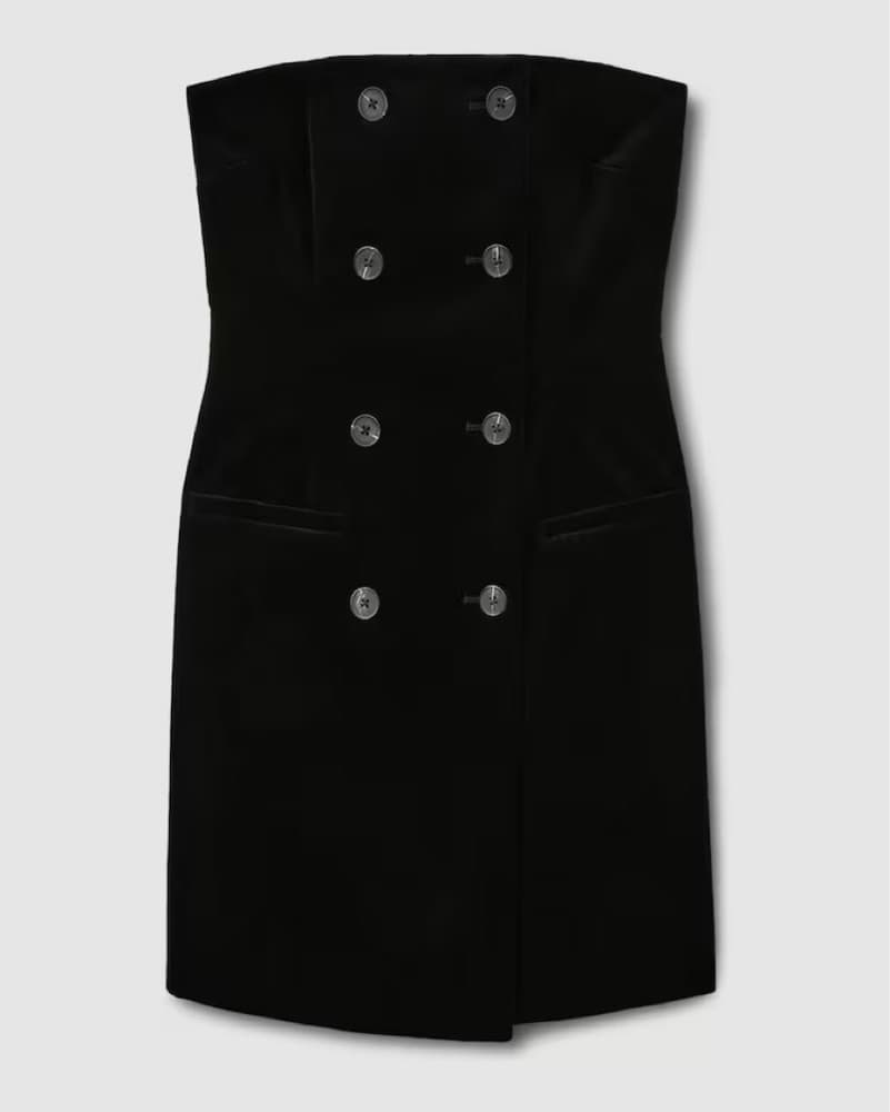 ILZE BANDEAU-NECK VELVET MINI DRESS - Image 2