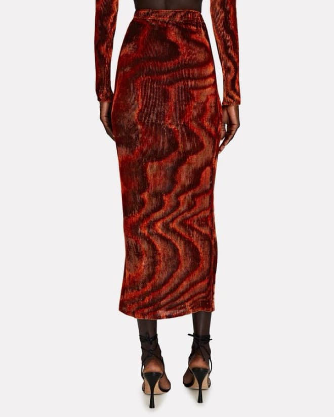 Ronny Kobo Orange Velvet Maxi Skirt - Image 3
