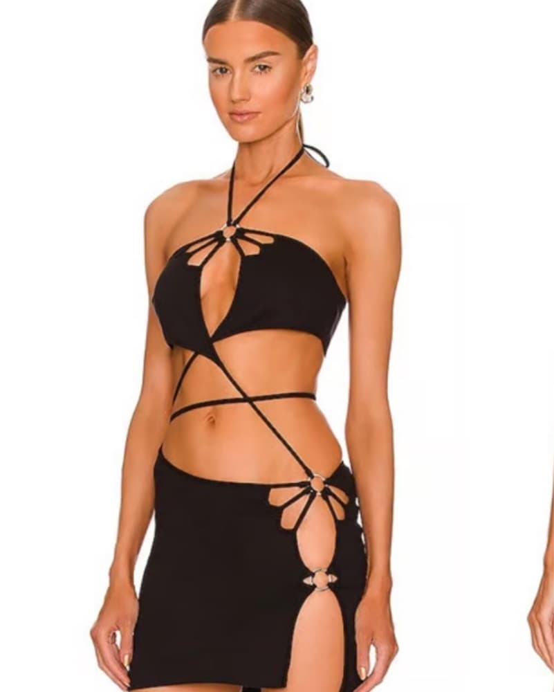 H:ours Simone Strappy Black Dress - Image 1