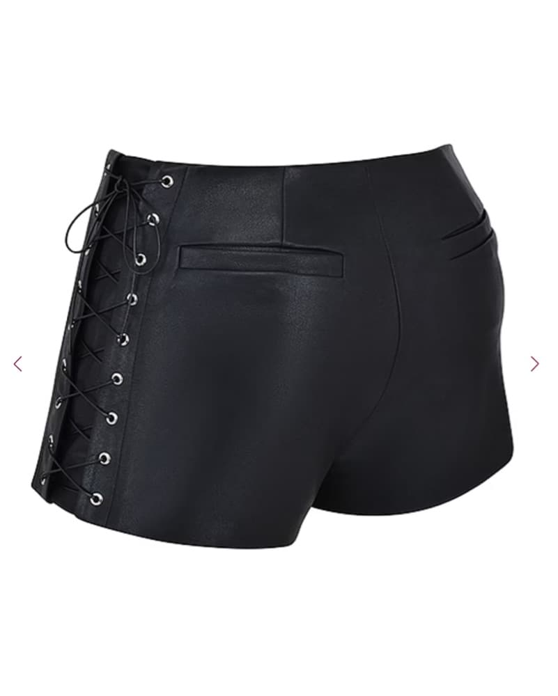 HOUSE OF CB Black Leather Micro Shorts - Image 3