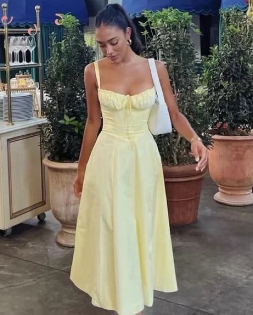 House of CB yellow corset dress - Image 1