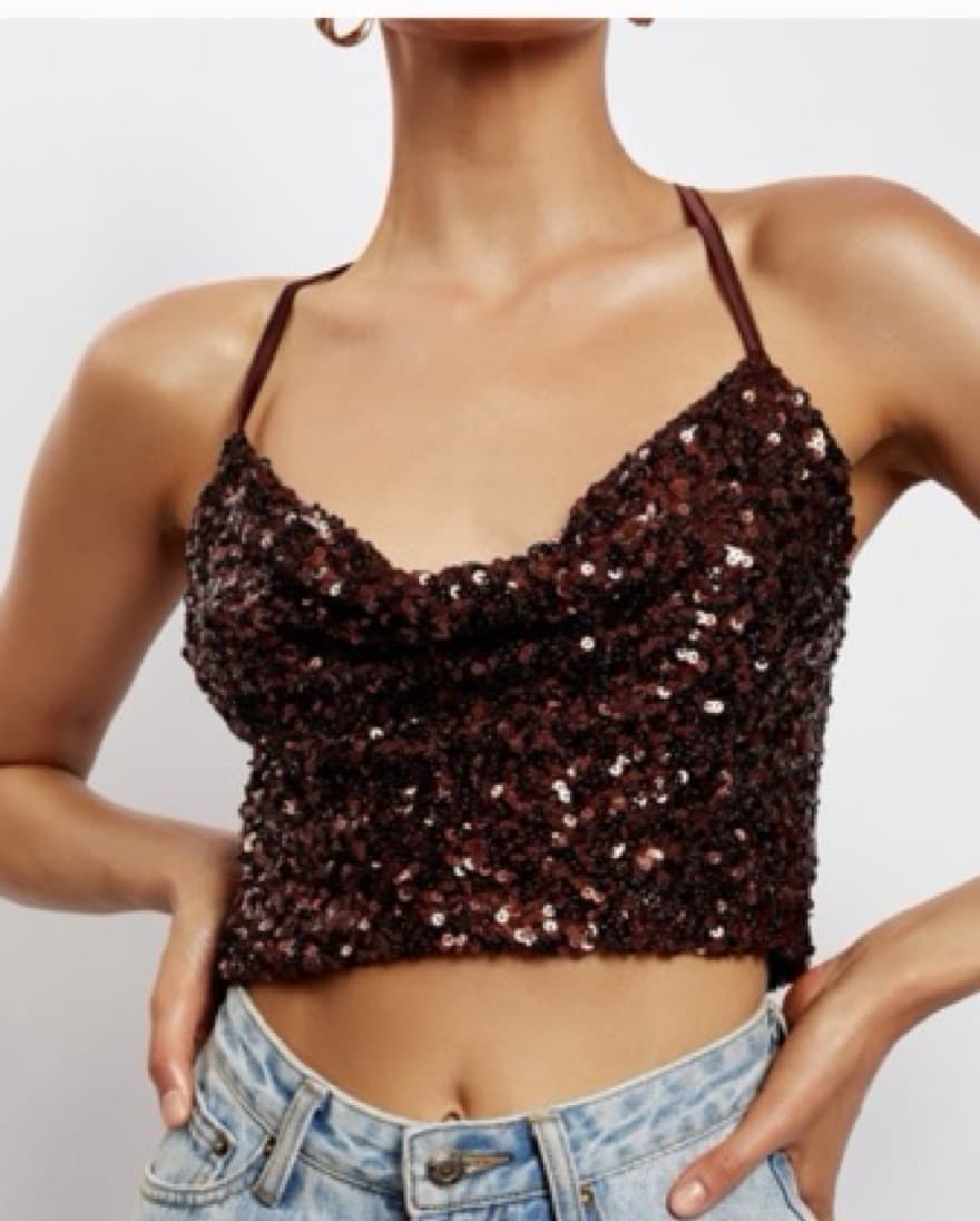Meskhi Brown Sequin Top - Image 2