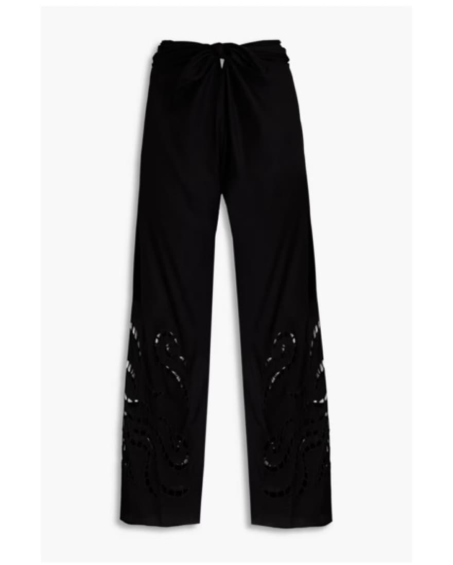 Black Woven Wide Leg Pants - Image 3