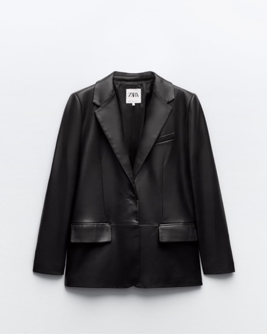 Vegan Leather Black Blazer - Image 1