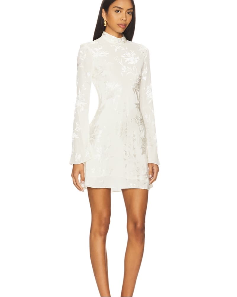 Biased Mock Neck Mini Dress Ivory  - Image 1