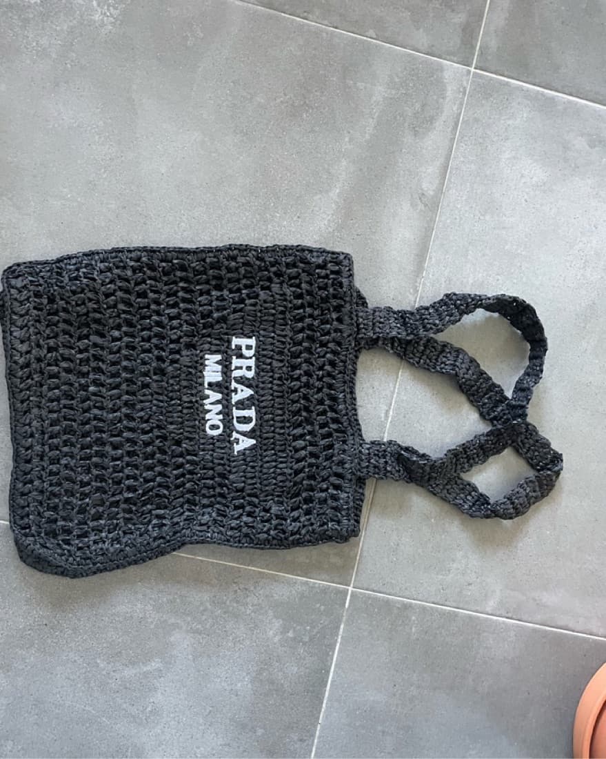 Prada Woven Logo Shopper Tote Bag - Image 3