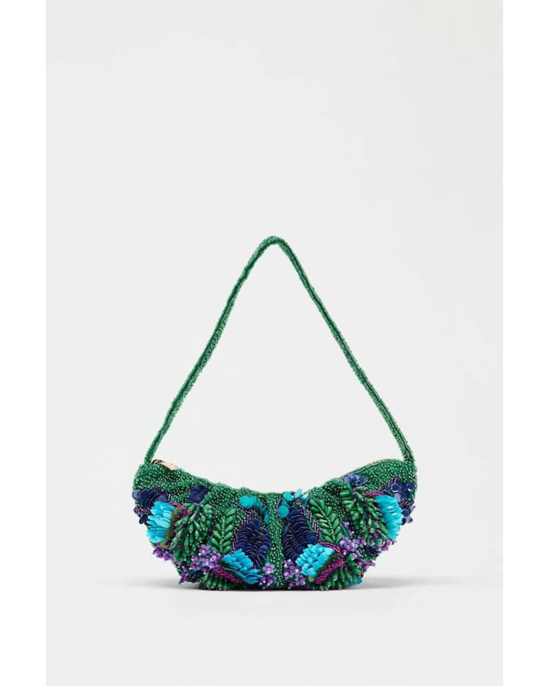 Zara Beaded Bag | Green Bag, Coastal Chic Bag, Shell Bag, b - Image 2