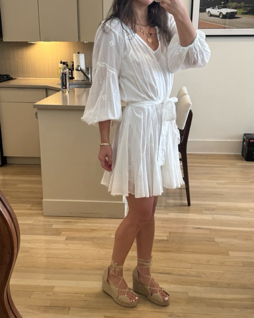 Delicate White Eyelet Midi Dress - Image 5
