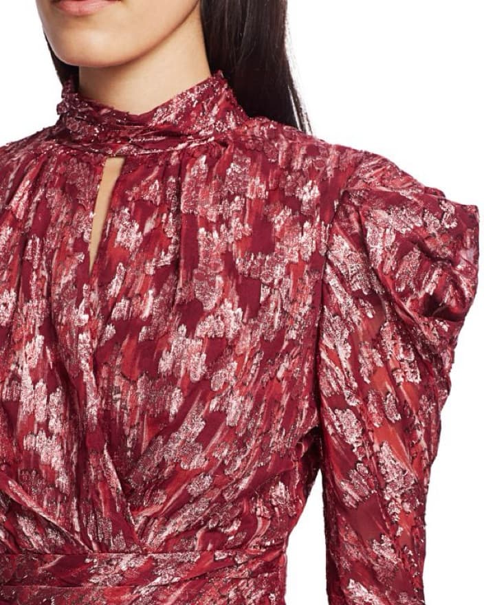Metallic Jacquard Mockneck Dress - Image 3