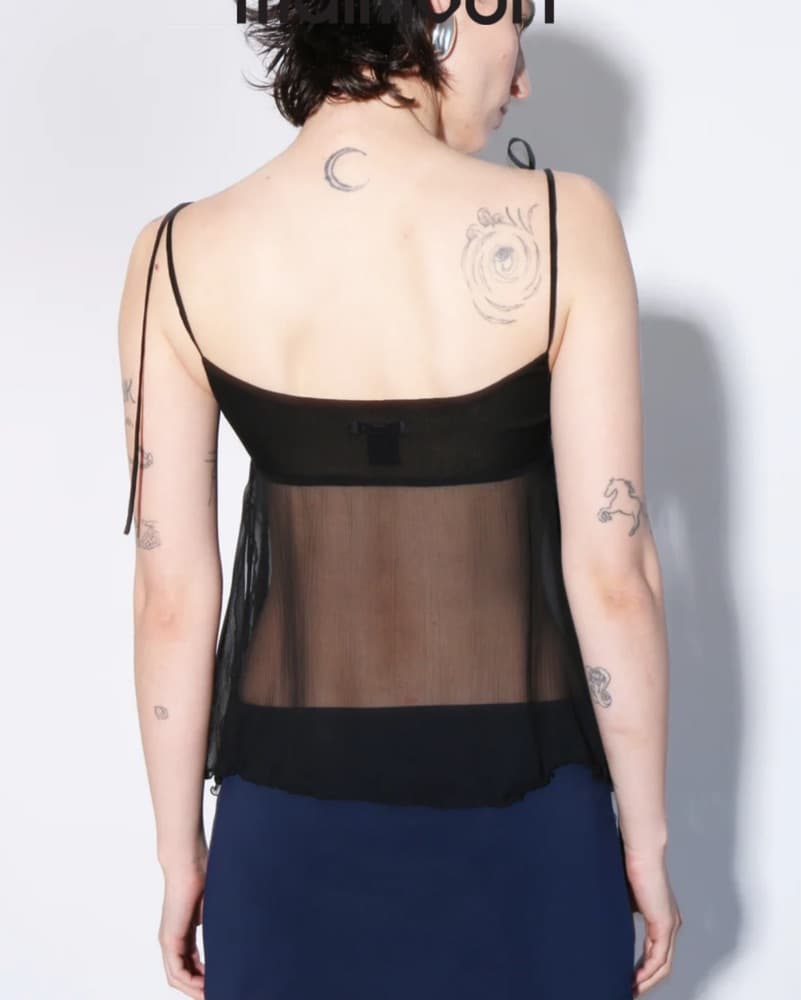 Priscavera Ruffle Cami Top In Black - Image 2