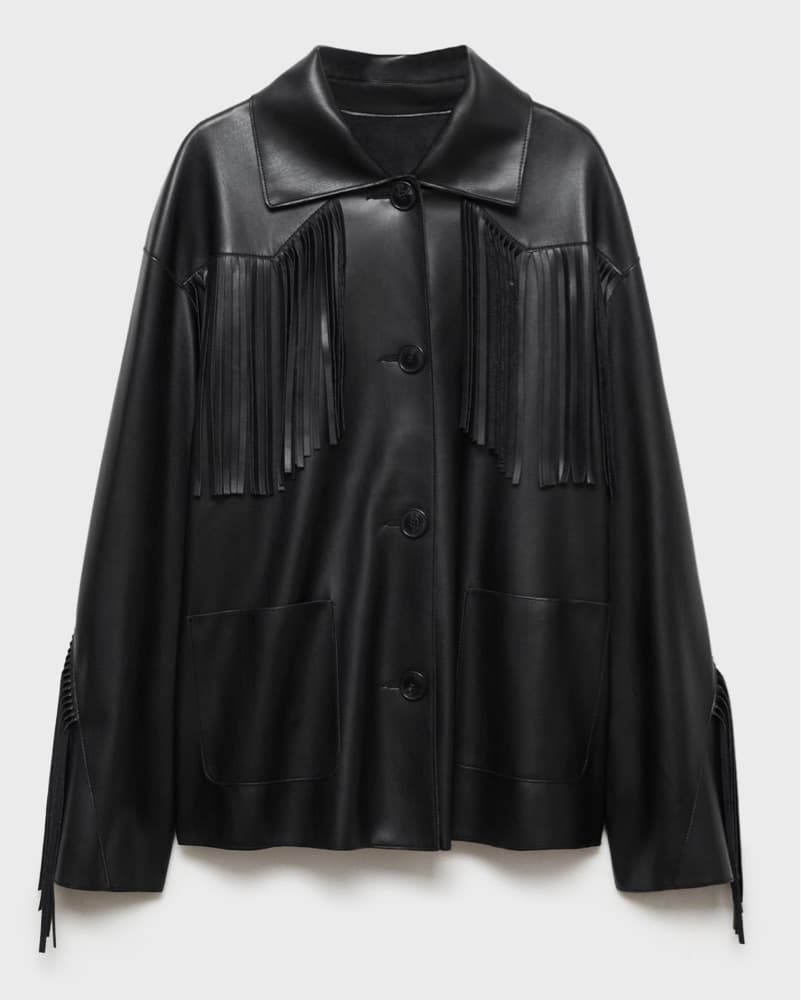 Mango Faux Leather Fringe Overshirt - Image 2