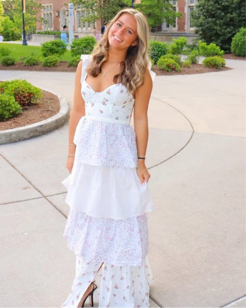 Elegant Floral Tiered Maxi Dress - Image 1