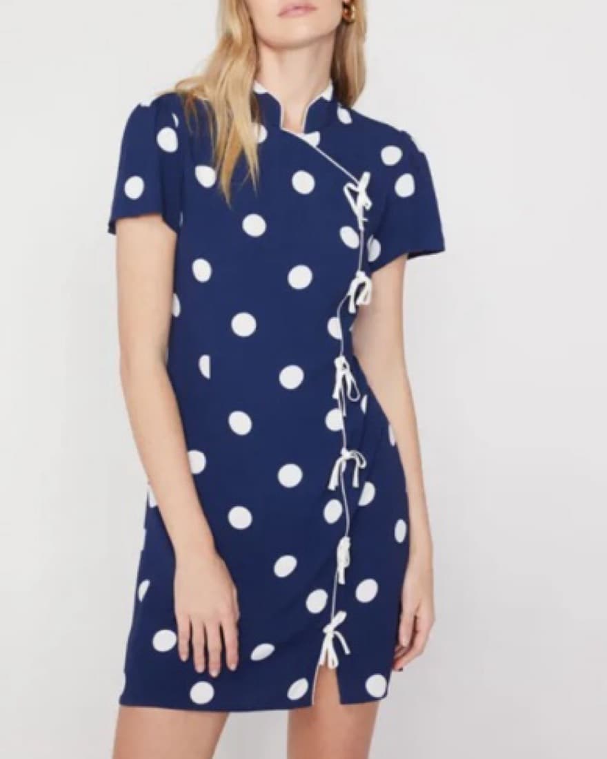 Kitri - Harlow Navy Polka Dot Mini Dress - Image 1