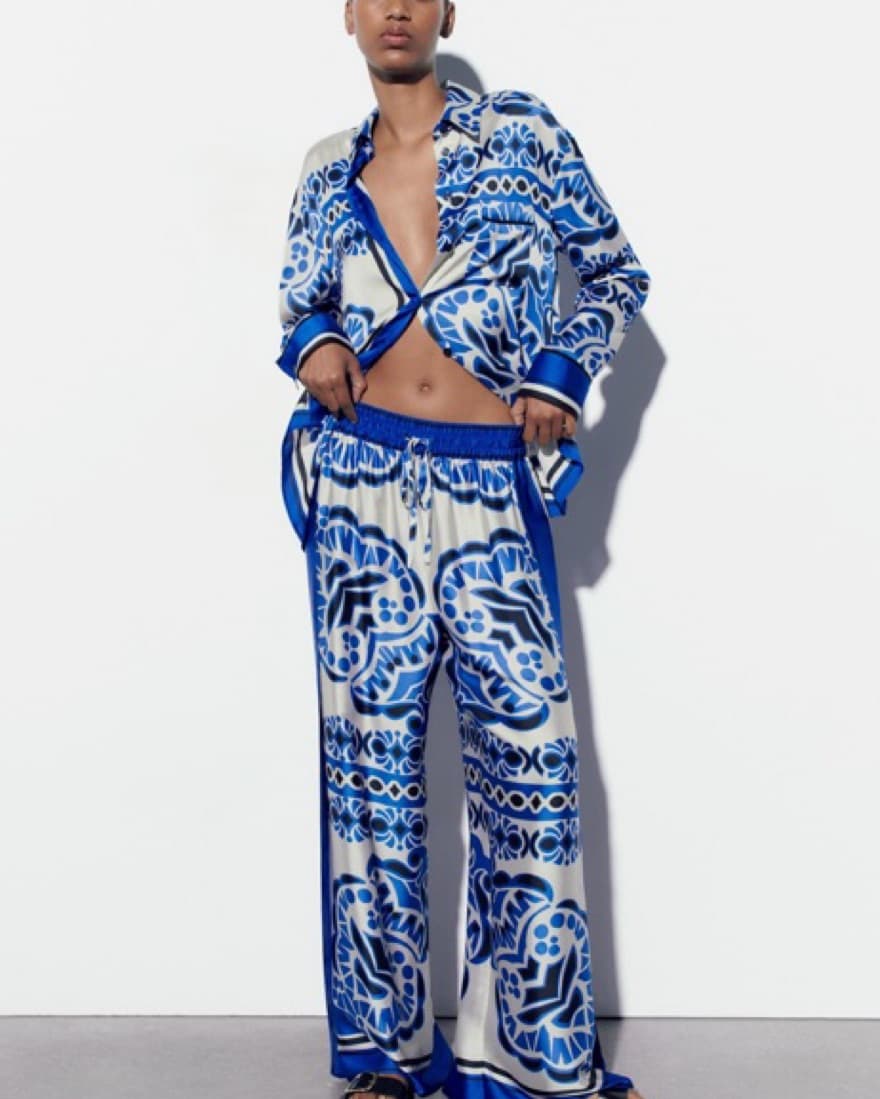 Flowy Set Blue And White Top/bottom - Image 3