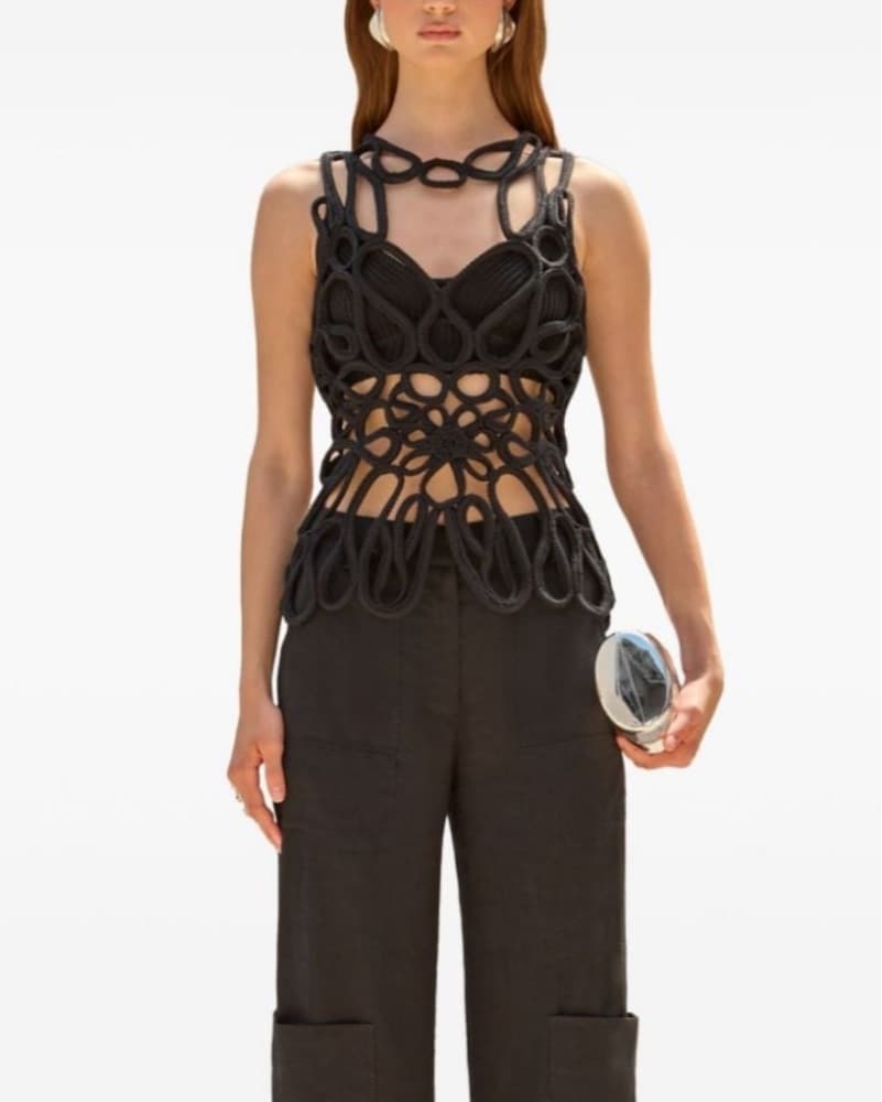 Cult Gaia Danica Crochet Sleeveless Top - Image 1