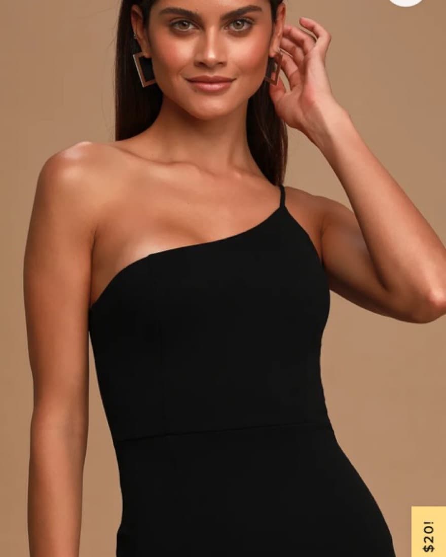 Black One-Shoulder Lulus Maxi Dress - Image 4