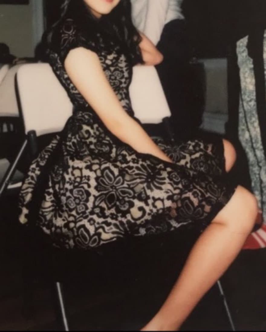 Dress with Black Lace Design - Image 1