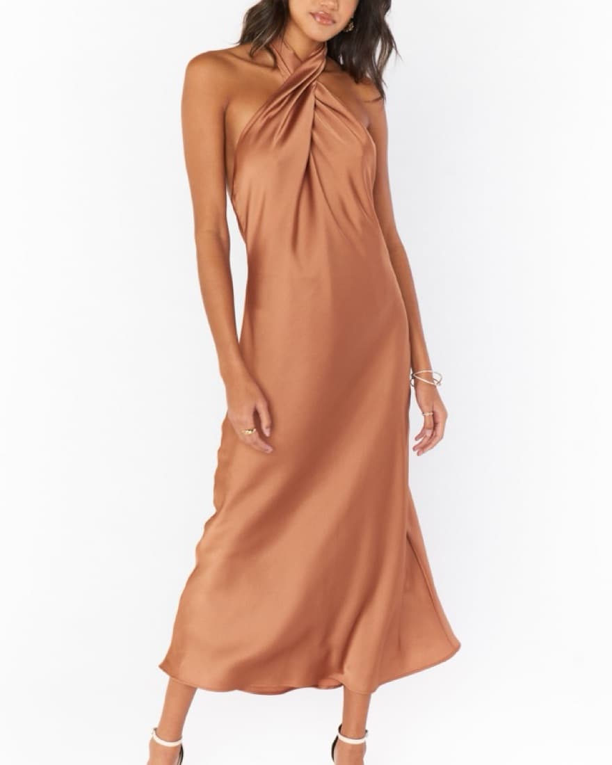 Jasmine Halter Midi in Copper Luxe - Image 1