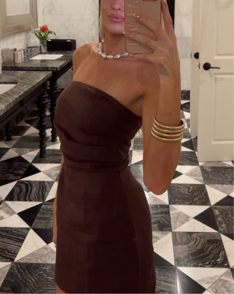 revolve linen dress brown - Image 2