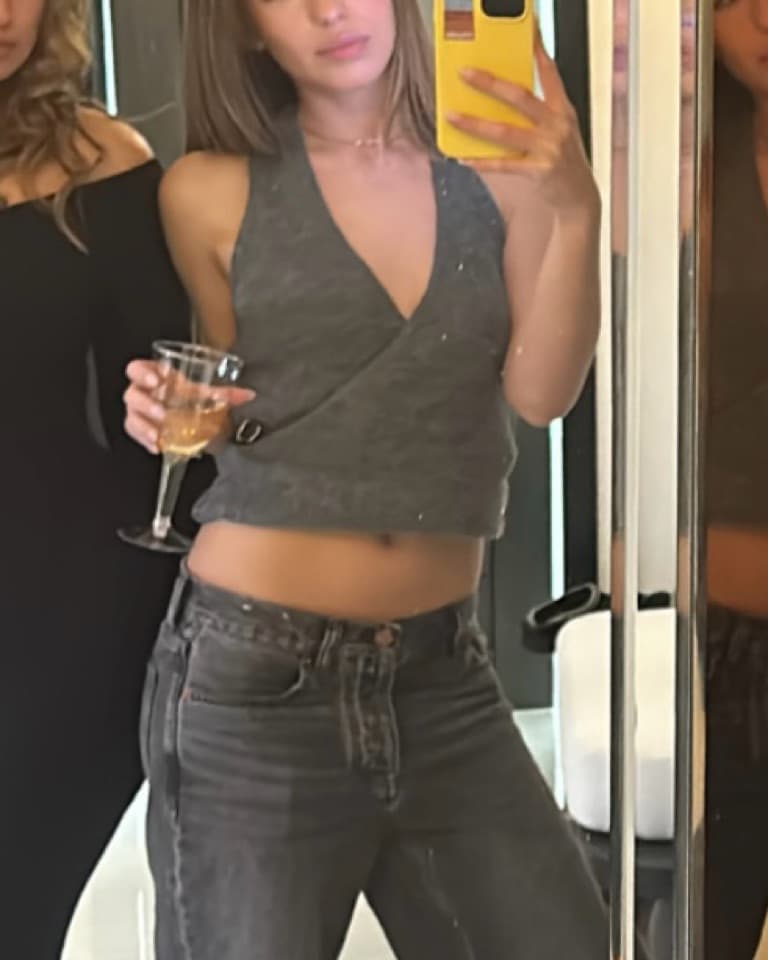 Zara Grey Knit Belted Halter Top - Image 2