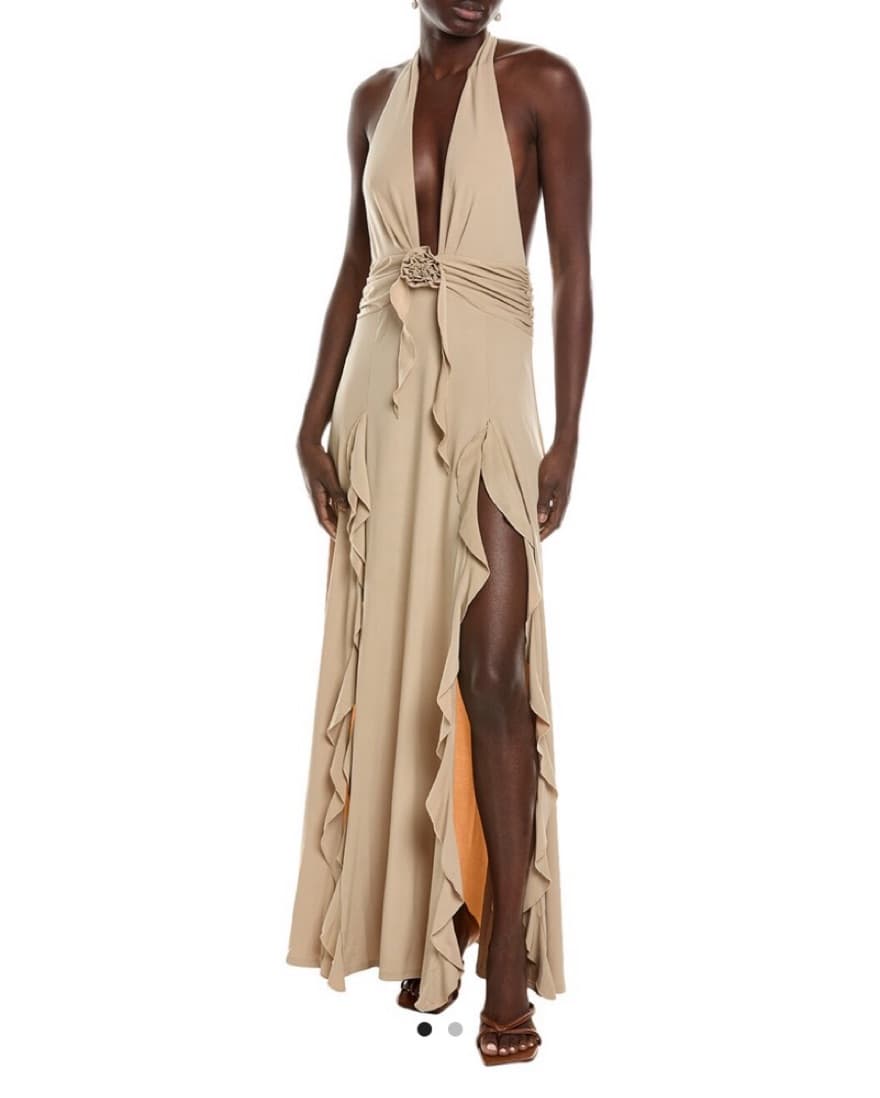 Halter Ruffle Maxi Dress - Image 1