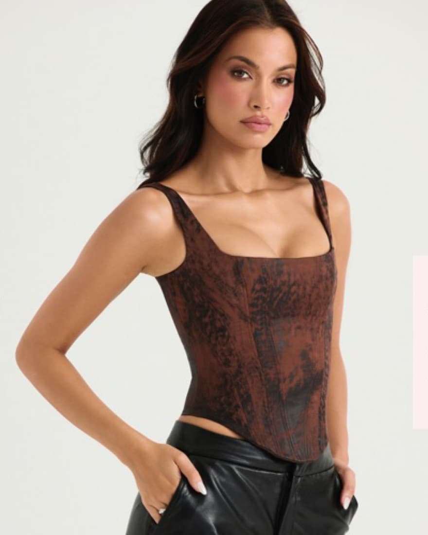 House of CB Brown Longline Corset - Image 1