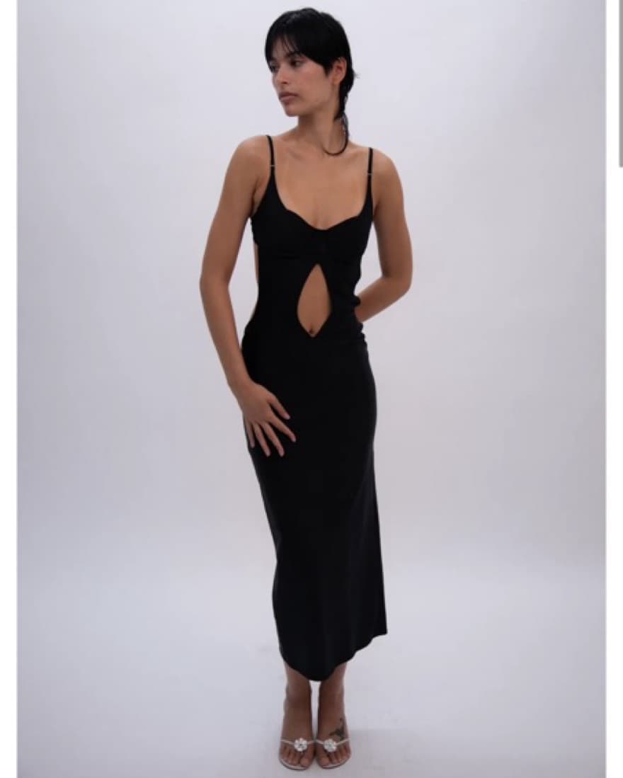 Sleek Black Cutout Maxi Dress - Image 1