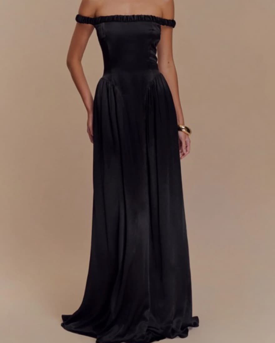 Dropped Waist Maxi Dress - Black - Image 1