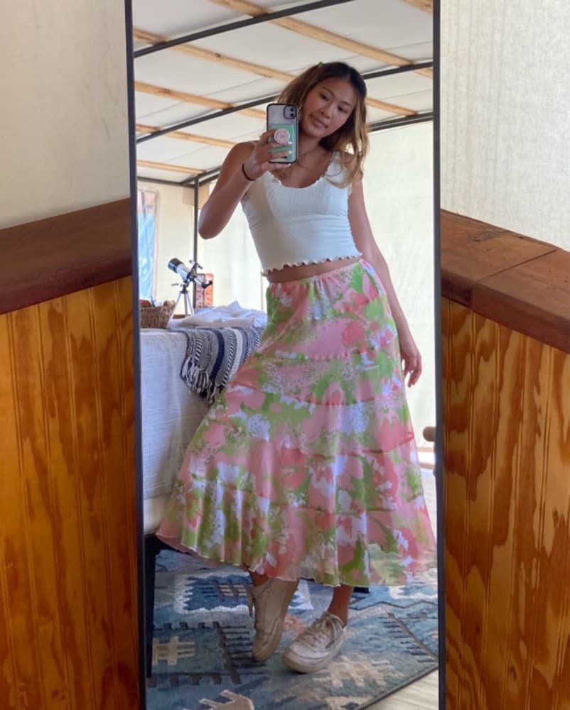 vintage silk floral maxi skirt - Image 4