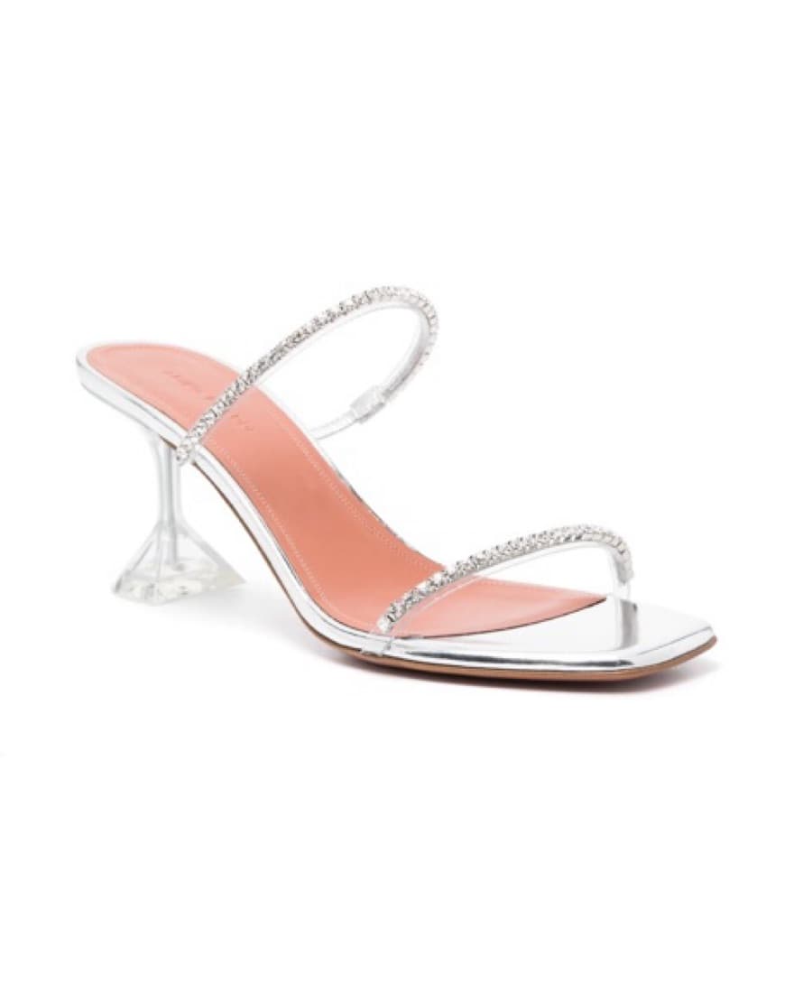 Amina Muaddi Gilda 70mm Mirrored Sandals - Image 1