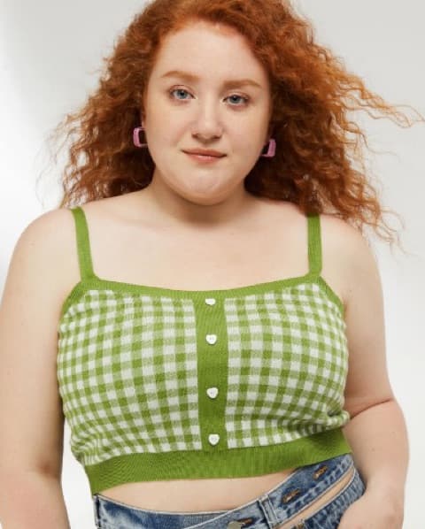 Cider Green Plaid Knit Tank  - Image 3