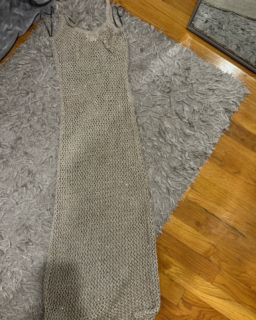 H&M Crochet Sparkly Dress XS - Image 2