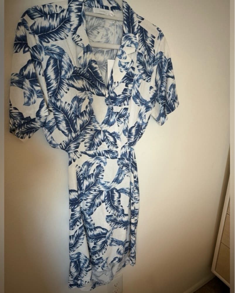 Blue and White Tropical CutOut Dress - Image 3