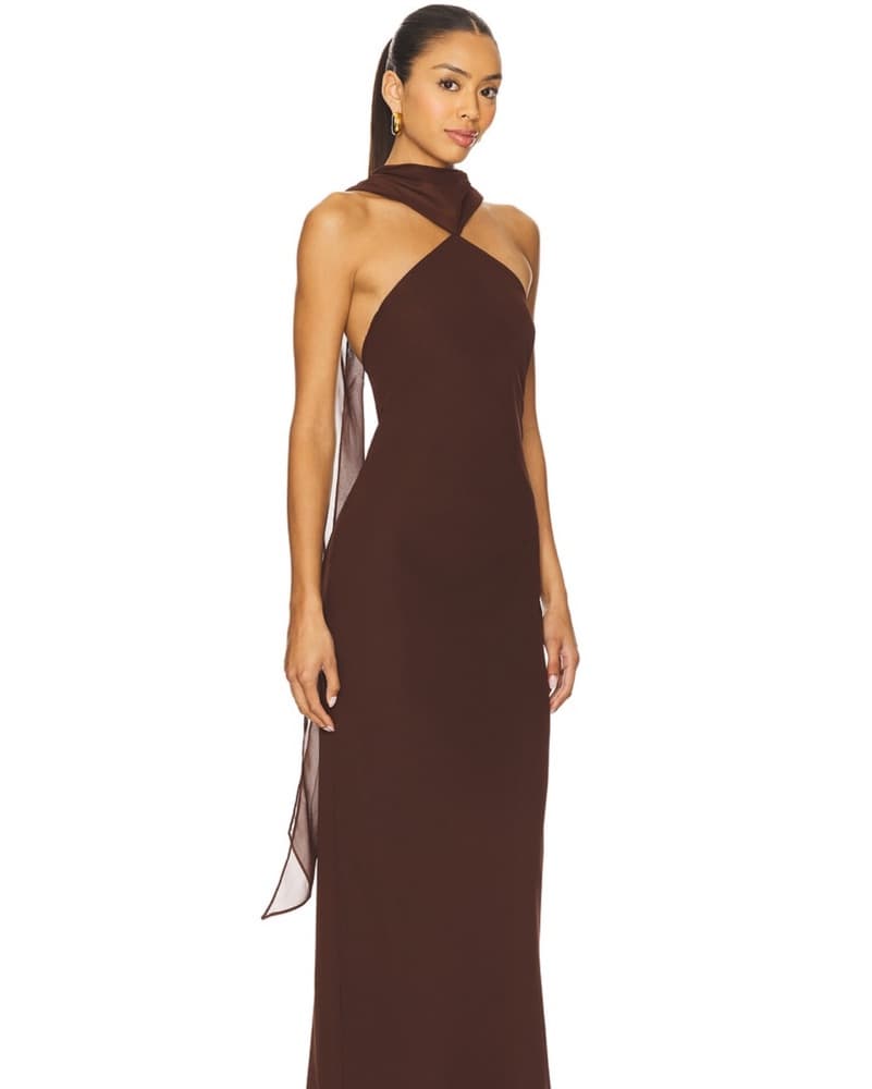Amanda Uprichard Brown Halterneck Maxi - Image 2