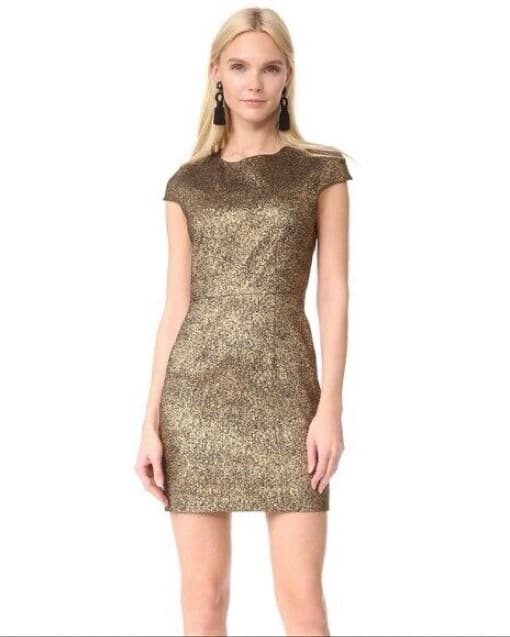 DVF Gold Hadlie Two Mini Dress - Image 1
