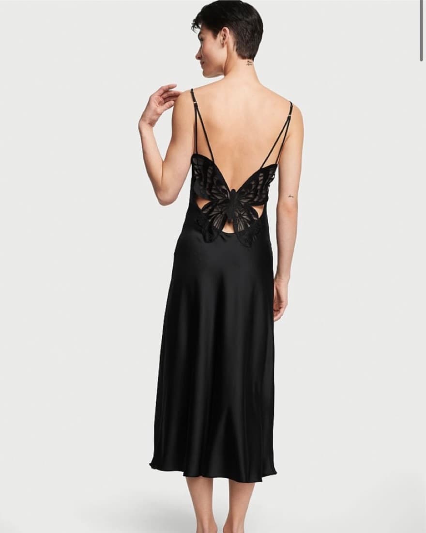 Butterfly Backless Satin Slip Dress  - Image 1