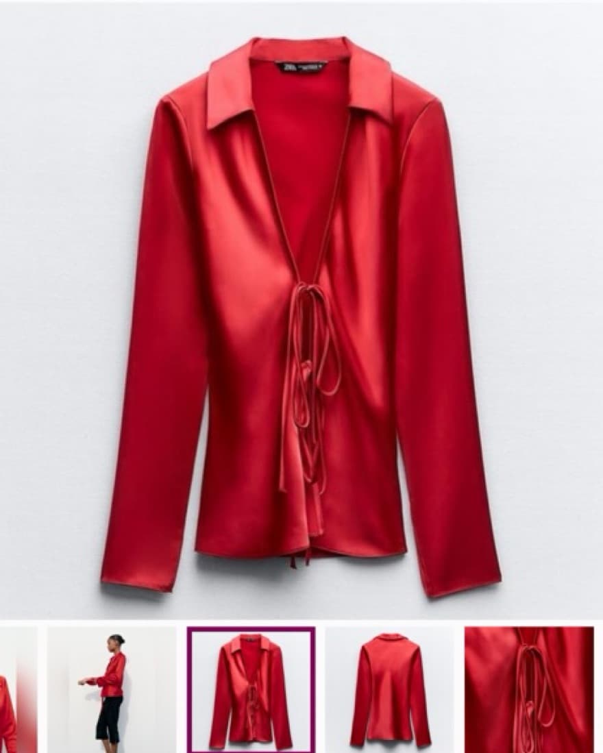 Zara Red Satin Tie Top - Image 2