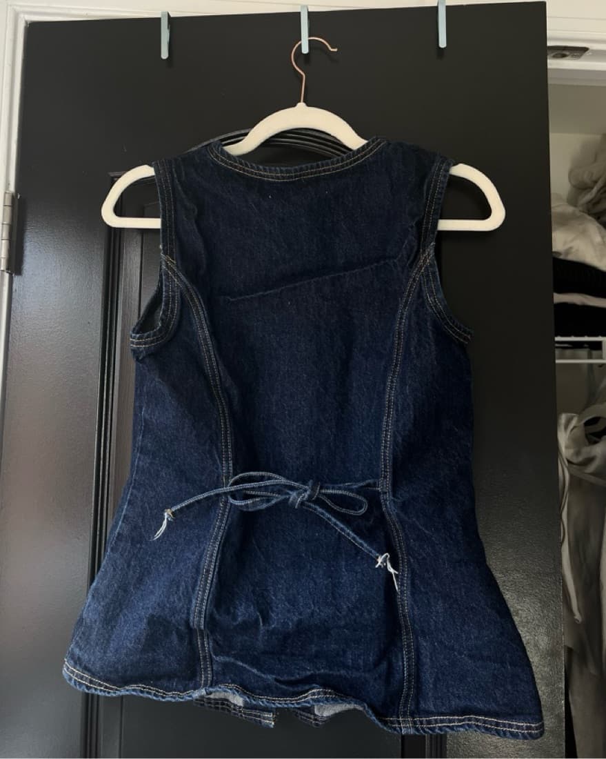 Abercrombie Dark Wash Tie Denim Vest - Image 5