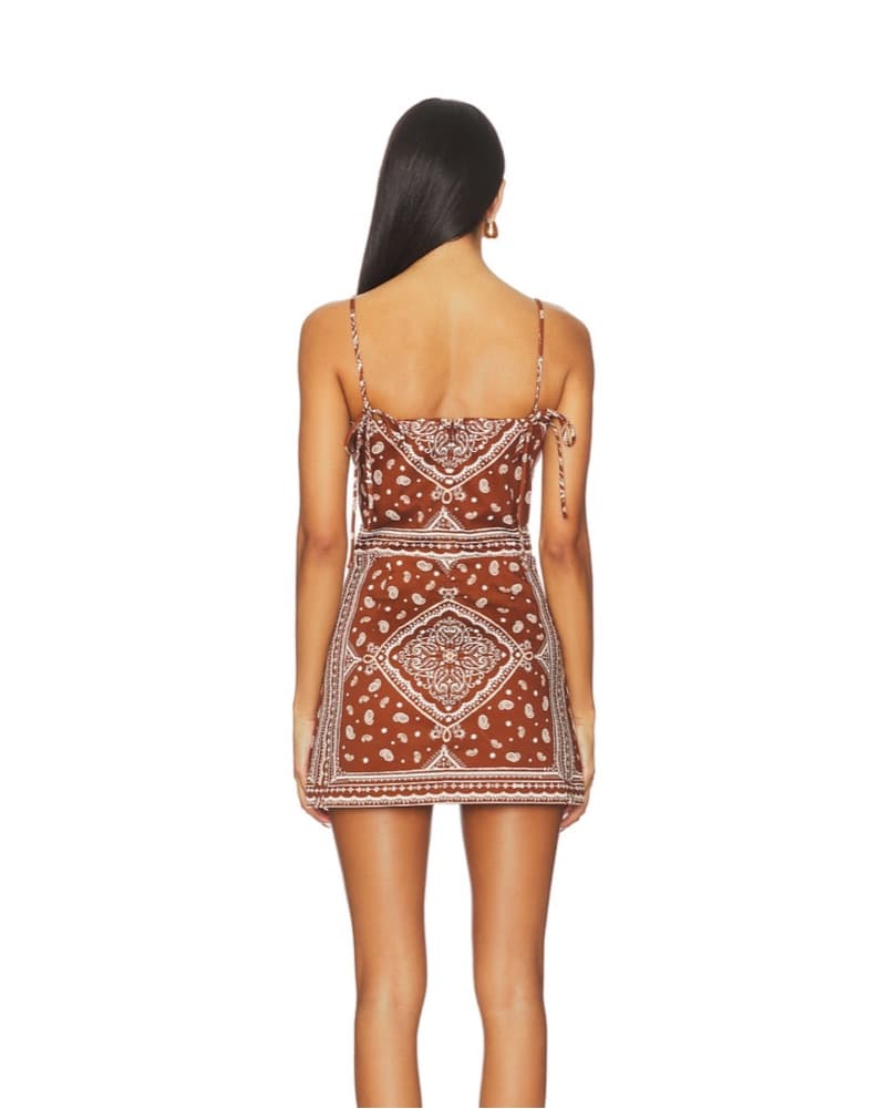 Brown Patterned Romper Dress - Image 3