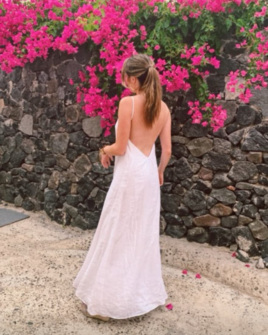 Backless White Linen Dress - Image 1