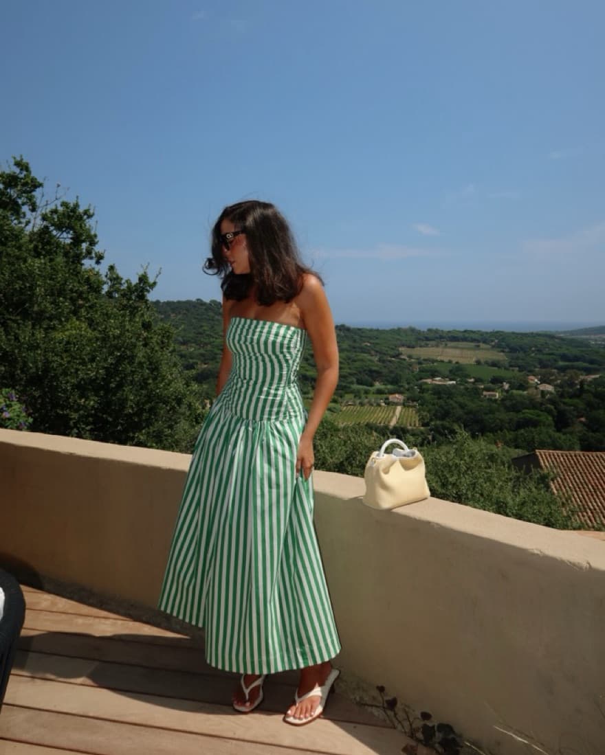 Rhode Selma Dress In Green Stripe - Image 1