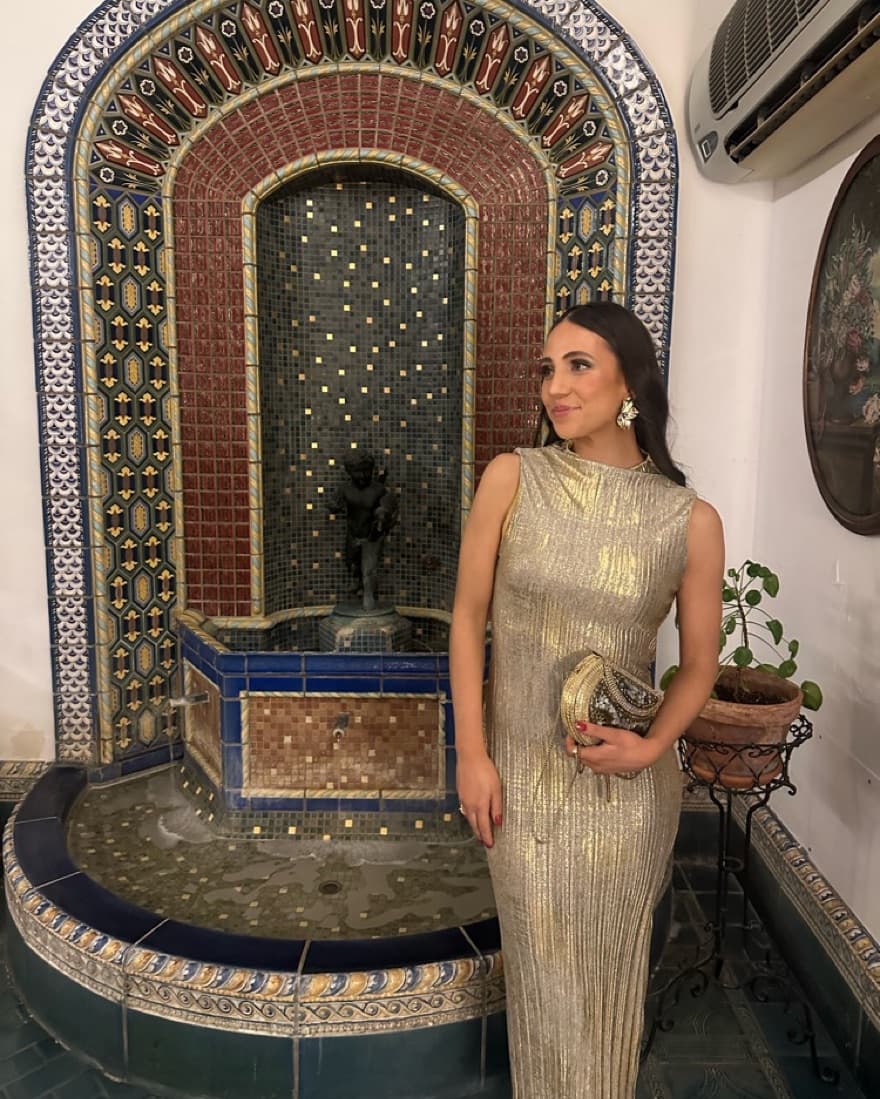Holiday Gold Foil Mockneck Dress - Image 3
