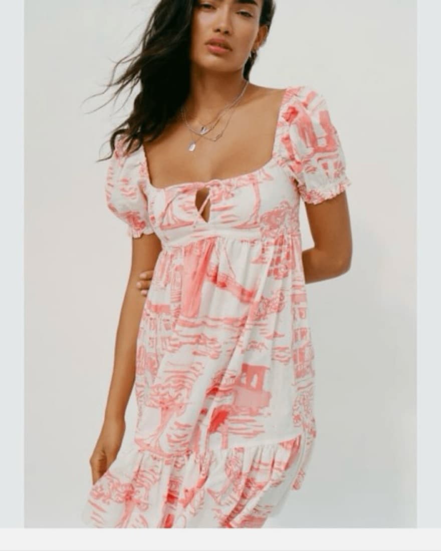 Urban Outfitters White & Orange Babydoll - Image 3