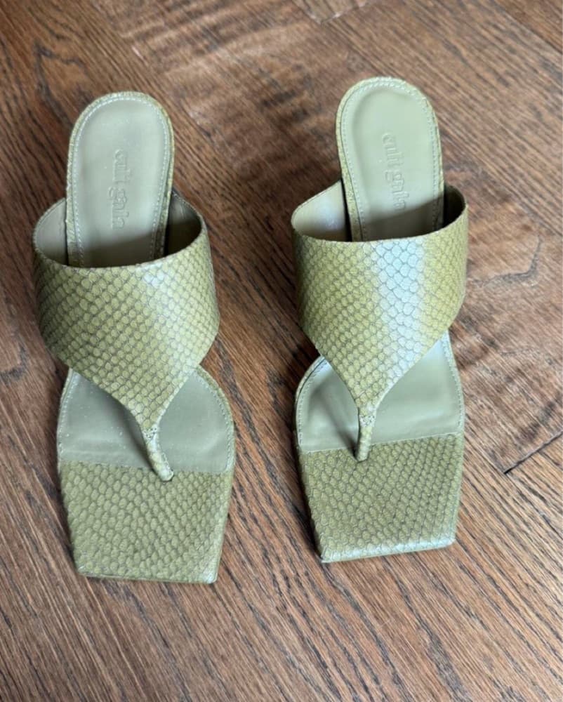 Cult Gaia Green Ball Snakeskin Heels - Image 4