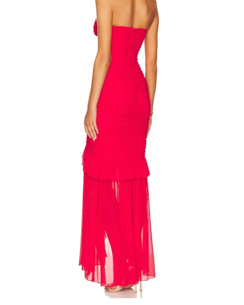 Red Strapless Majorelle Dress - Image 3