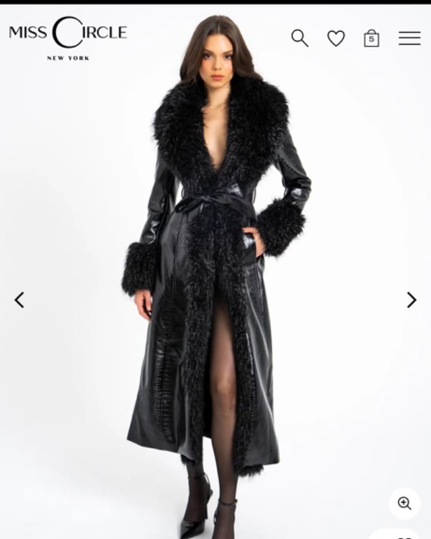 Chic Faux Fur Trim Faux Leather Maxi Coat - Image 3