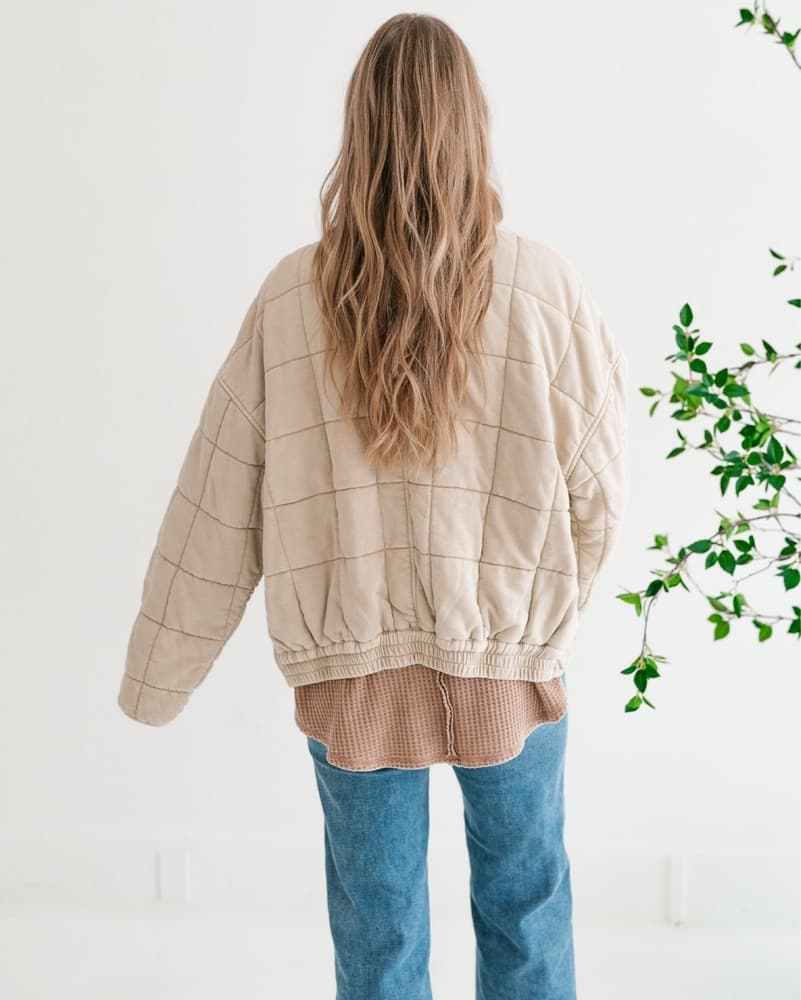 Listicle Beige Quilted Puffer Jacket - Image 3