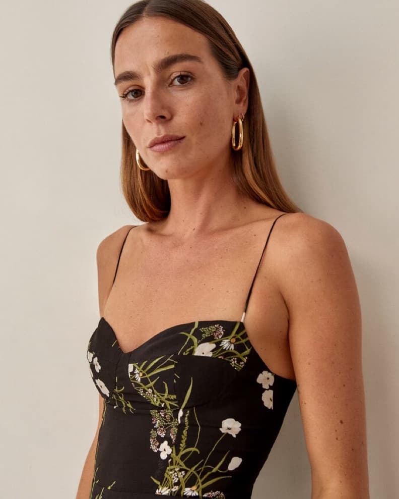Reformation Black Floral Dress - Image 3